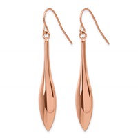 Chisel Stainless Steel Polished Rose IP-plated Dangle Shepherd Hook Earrings view 3