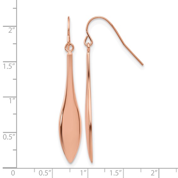 Chisel Stainless Steel Polished Rose IP-plated Dangle Shepherd Hook Earrings