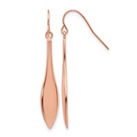 Chisel Stainless Steel Polished Rose IP-plated Dangle Shepherd Hook Earrings view 1
