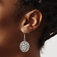 Stainless Steel Polished Puffed Cut-out Design Shepherd Hook Earrings view 4