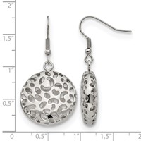 Stainless Steel Polished Puffed Cut-out Design Shepherd Hook Earrings view 5