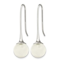 Chisel Stainless Steel Polished Earrings with Glass Ball Shepherd Hook view 3