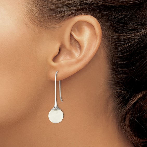 Chisel Stainless Steel Polished with Glass Ball Shepherd Hook Earrings