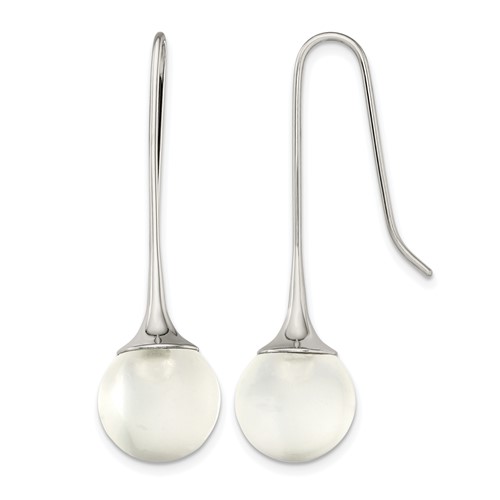 Chisel Stainless Steel Polished Earrings with Glass Ball Shepherd Hook