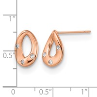 Chisel Stainless Steel Polished Rose IP-plated Earrings with Crystal Teardrop Post view 5