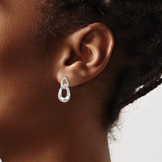 Chisel Stainless Steel Polished with Crystal Two Loop Post Earrings