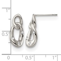 Chisel Stainless Steel Polished Earrings with Crystal Two Loop Post view 5
