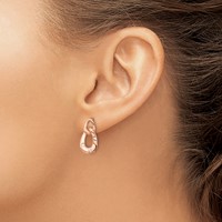 Chisel Stainless Steel Polished Rose IP-plated Earrings with Crystal Two Loop Post view 4
