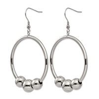 Stainless Steel Polished Dangle Shepherd Hook Earrings view 3