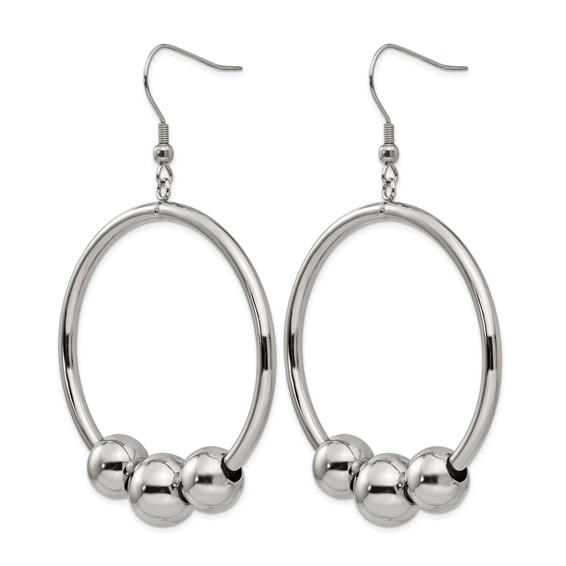 Stainless Steel Polished Dangle Shepherd Hook Earrings