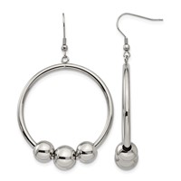 Stainless Steel Polished Dangle Shepherd Hook Earrings view 1