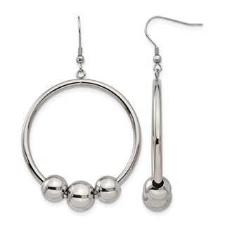 Stainless Steel Polished Dangle Shepherd Hook Earrings