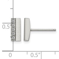 Chisel Stainless Steel Brushed Earrings with CZ Bar Post view 5