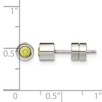 Chisel Stainless Steel Polished Green CZ August Birthstone Post Earrings view 5