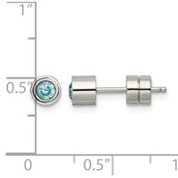 Chisel Stainless Steel Polished Blue CZ December Birthstone Post Earrings view 5