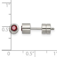 Chisel Stainless Steel Polished Red CZ January Birthstone Post Earrings view 5