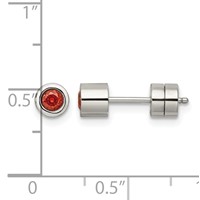 Chisel Stainless Steel Polished Red CZ July Birthstone Post Earrings view 4