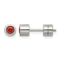 Chisel Stainless Steel Polished Red CZ July Birthstone Post Earrings view 1