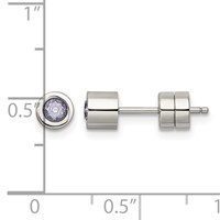 Chisel Stainless Steel Polished Pink CZ June Birthstone Post Earrings view 5