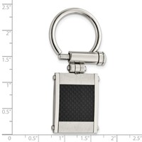 Chisel Stainless Steel Brushed and Polished Black Carbon Fiber Inlay Key Ring view 4