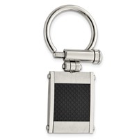 Chisel Stainless Steel Brushed and Polished Black Carbon Fiber Inlay Key Ring view 1