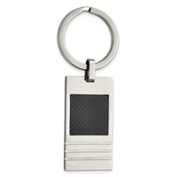 Chisel Stainless Steel Brushed Black Carbon Fiber Inlay Key Ring view 1