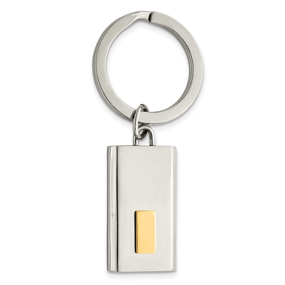 Chisel Stainless Steel Polished Yellow IP-plated Key Ring