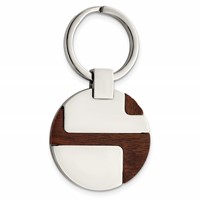 Chisel Stainless Steel Polished Wood Inlay Key Ring view 1