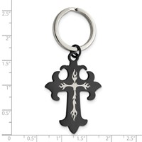 Chisel Stainless Steel Polished Black IP-plated Cross Key Ring view 4