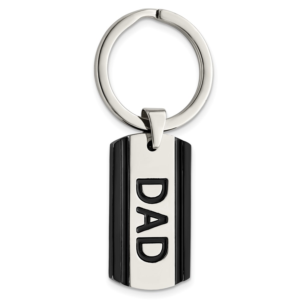 Chisel Stainless Steel Polished Black IP-plated Dad Key Ring