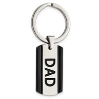 Chisel Stainless Steel Polished Black IP-plated Dad Key Ring view 1