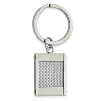 Chisel Stainless Steel Brushed and Polished Grey Carbon Fiber Inlay Key Ring view 1