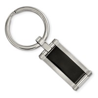 Chisel Stainless Steel Brushed and Polished Black Acrylic Key Ring view 1