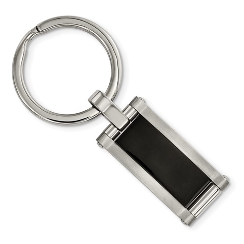 Chisel Stainless Steel Brushed and Polished Black Acrylic Key Ring