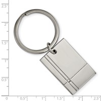 Chisel Stainless Steel Polished Grooved Ring with CZ Key view 3