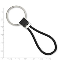 Chisel Stainless Steel Polished Black IP-plated and Black Leather Key Ring view 3