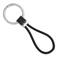 Chisel Stainless Steel Polished Black IP-plated and Black Leather Key Ring view 1