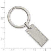 Stainless Steel Polished and Textured Rectangular Key Ring view 2