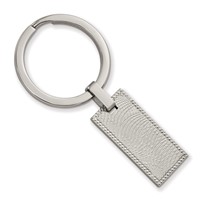 Stainless Steel Polished and Textured Rectangular Key Ring view 1