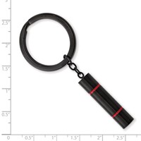 Stainless Steel Brushed and Polished Black IP-plated Ring with Red Enamel Key view 2