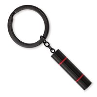 Stainless Steel Brushed and Polished Black IP-plated Ring with Red Enamel Key view 1