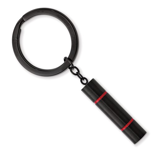 Stainless Steel Brushed and Polished Black IP-plated Ring with Red Enamel Key