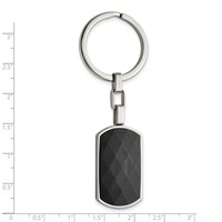 Chisel Stainless Steel Polished Solid Black Carbon Fiber Inlay Key Ring view 3