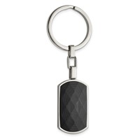 Chisel Stainless Steel Polished Solid Black Carbon Fiber Inlay Key Ring view 1
