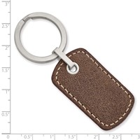Chisel Stainless Steel Brushed Tan Stitched Leather Key Ring view 2