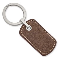 Chisel Stainless Steel Brushed Tan Stitched Leather Key Ring view 1