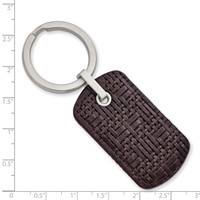 Chisel Stainless Steel Brushed Brown Woven and Stitched Leather Key Ring view 2