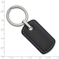 Stainless Steel Brushed Leather & Polyurethane Stitched Key Ring view 2