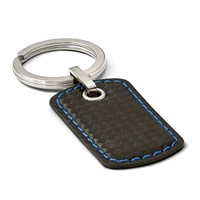 Stainless Steel Brushed Leather & Polyurethane Stitched Key Ring view 3