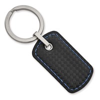 Stainless Steel Brushed Leather & Polyurethane Stitched Key Ring view 1